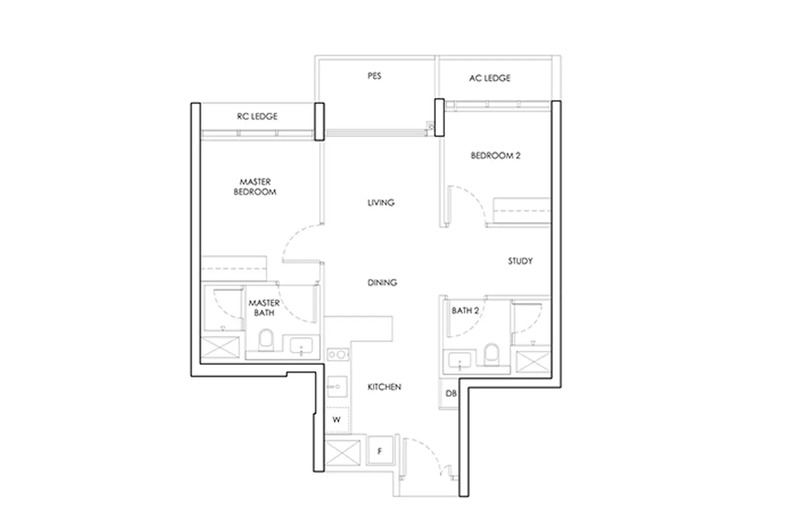 Bedok Rise Residences Floor Plan 2 Bedroom